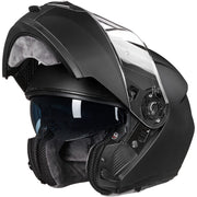 ILM matte black front view showing aerodynamic shell and clear visor benefit