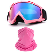 immoono pink frame front view showing protective blue lenses and clear visibility