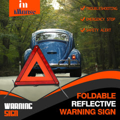 iMonse open triangle placed behind a stopped car improving night visibility