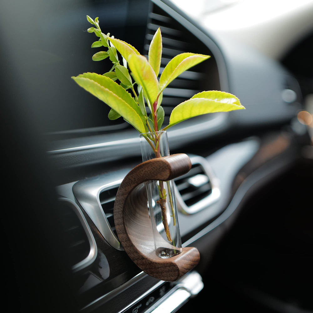 INEBIZ dashboard front view showing walnut and glass for elegant car decor
