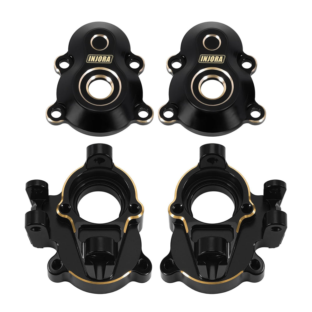 INJORA front view of steering knuckles showing precise fit and improved control