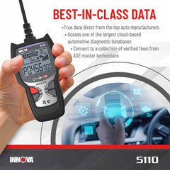 INNOVA 5110 displaying battery voltage to quickly check charging system benefit