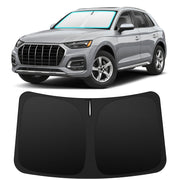 INSAUTO front view of sun shade packaging shows custom fit and benefits