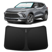 INSAUTO front-fit sun shade on Chevrolet Blazer showing precise edge-to-edge coverage and protection