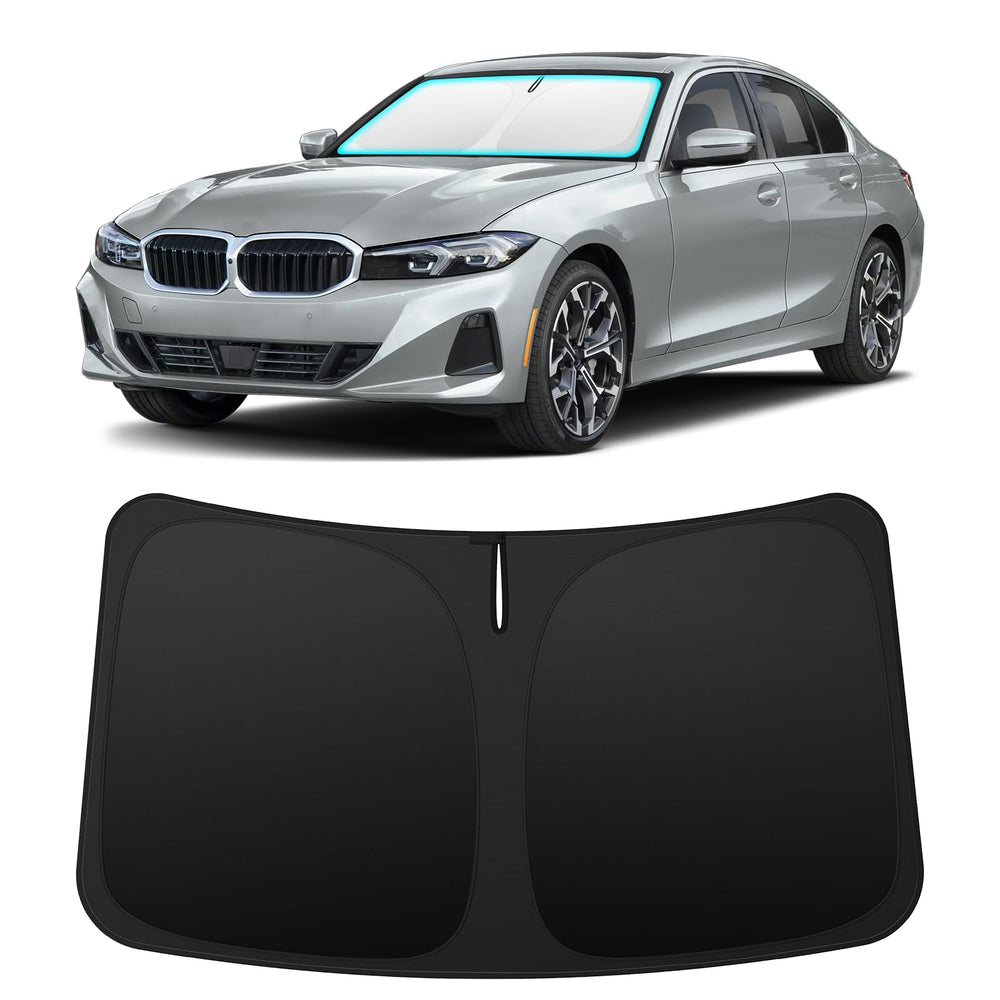 INSAUTO front view on BMW 3 Series showing precise fit and sun protection