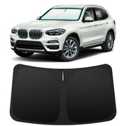 INSAUTO front view of shade on BMW X3 windshield for precise coverage