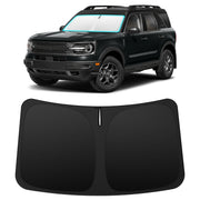 INSAUTO front view on Bronco Sport showing full windshield coverage and sun protection