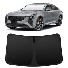 INSAUTO front-installed on Cadillac CT5 showing full windshield coverage and protection