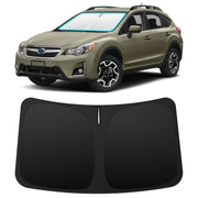 INSAUTO front view on Crosstrek showing full windshield coverage and sun protection