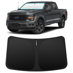 INSAUTO front-fit sun shade on Ford F150 windshield showing full coverage and protection