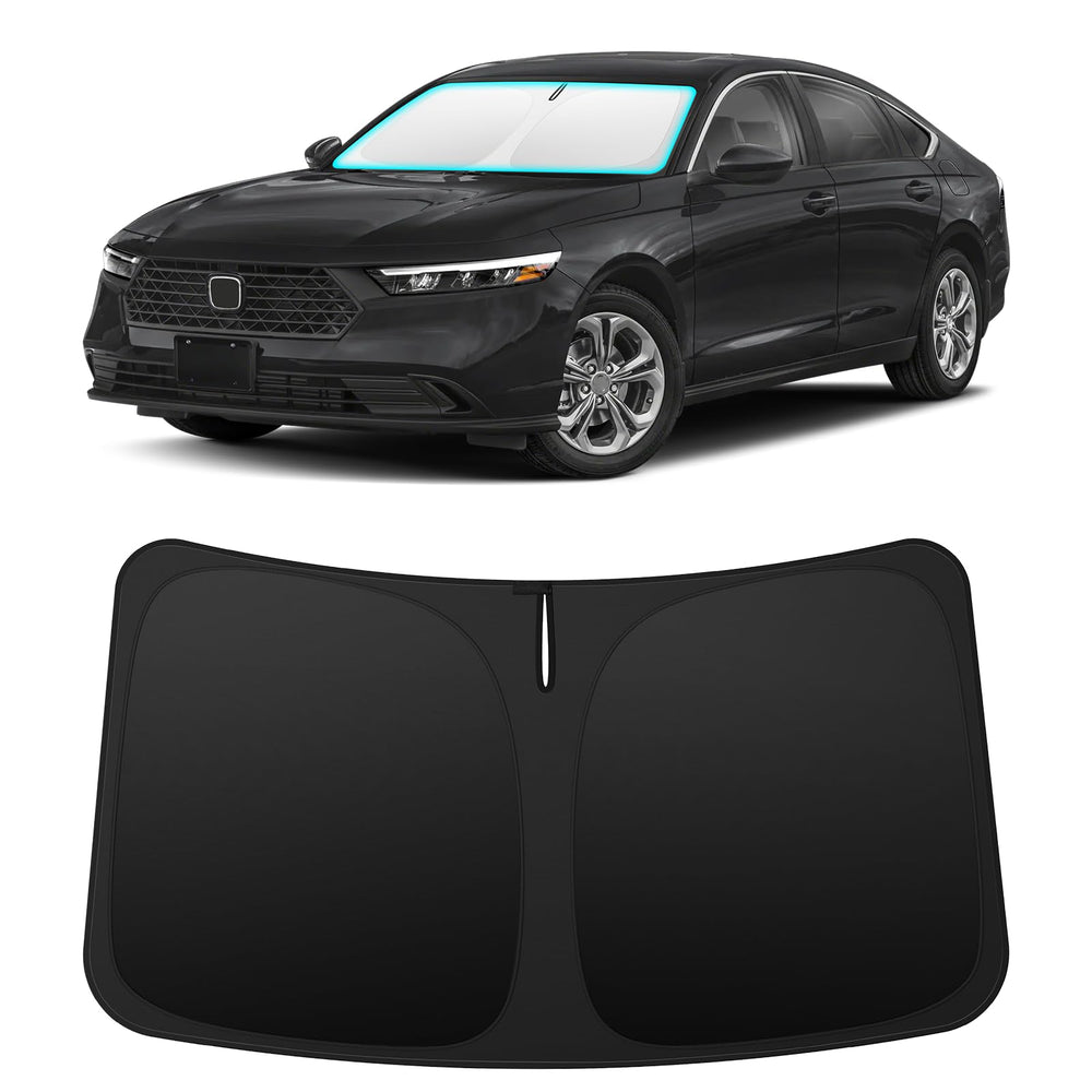 INSAUTO front-fit sun shade on Honda Accord windshield showing precise coverage and protection