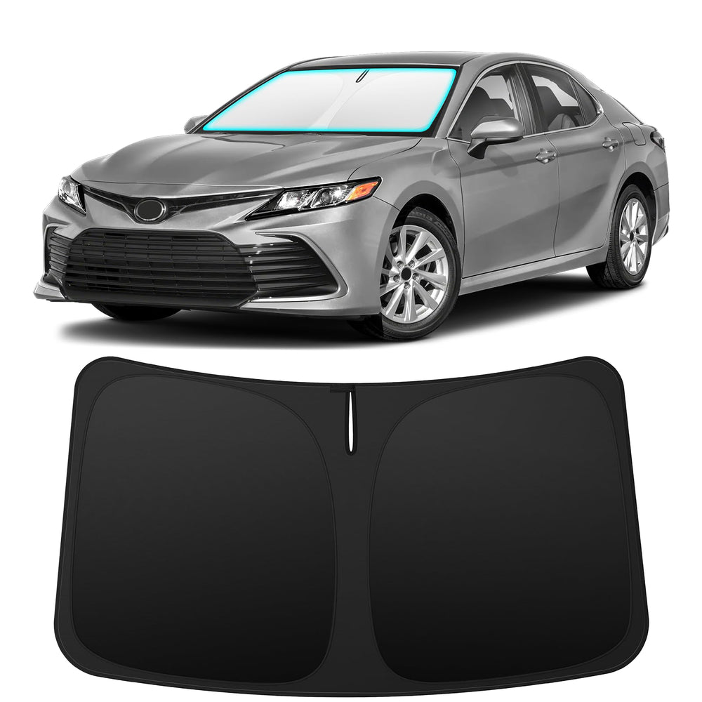 INSAUTO front view showing custom-cut Camry windshield coverage and protection