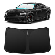 INSAUTO front view of shade on windshield showing full coverage benefit