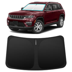 INSAUTO front view of custom-fit shade on windshield, protects interior