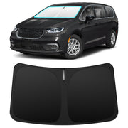 INSAUTO front view of shade on windshield showing full coverage and protection