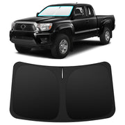 INSAUTO front view of shade showing perfect Tacoma windshield coverage and sun protection