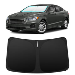 INSAUTO front view of custom-fit shade on Ford Fusion protecting interior