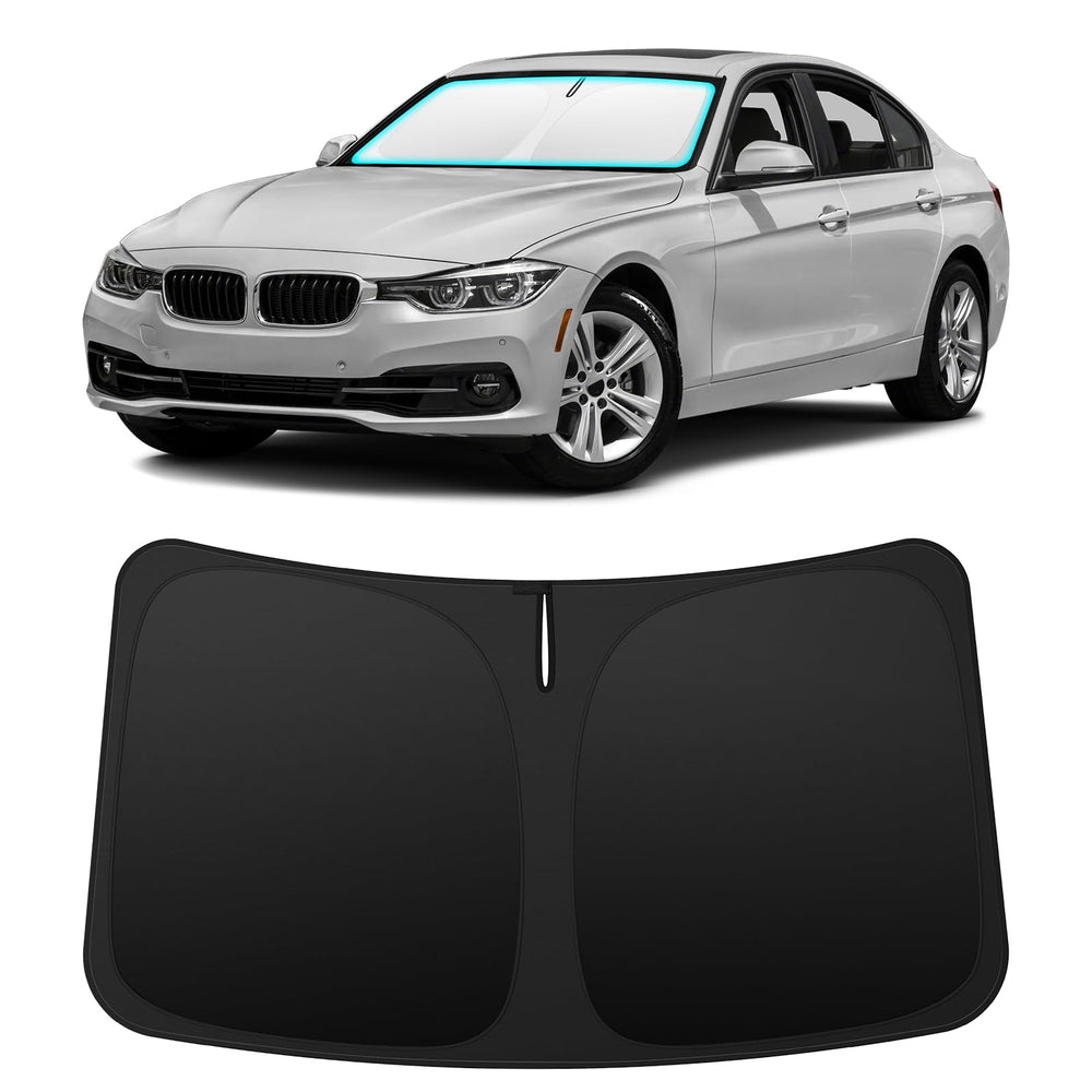 INSAUTO front view on BMW 3 Series showing exact windshield coverage benefit