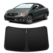 INSAUTO front view of shade perfectly fitted to a Honda Civic windshield protecting interior