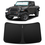 INSAUTO front view installed on Gladiator windshield showing full coverage and sun reflection