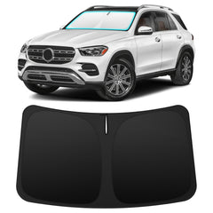INSAUTO front view on windshield showing precise GLE/GLS fit and full coverage