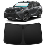 INSAUTO front view mounted on Highlander showing precise windshield coverage and sun protection