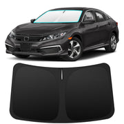 INSAUTO front view of shade on windshield showing precise Civic fit and sun protection