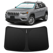 INSAUTO front-fit sun shade perfectly covering Jeep Cherokee windshield, protecting interior