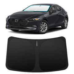 INSAUTO front packaging view showing shade and Mazda 3 fit benefits