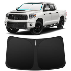 INSAUTO windshield shade front fit showing exact Tundra coverage and protection