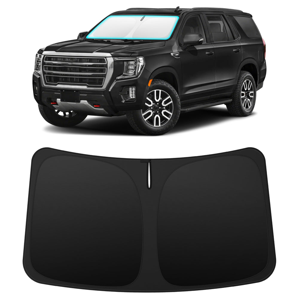 INSAUTO front-fit shade perfectly covering GMC Yukon windshield protects interior from heat