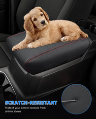 INTGET red stitch detail on armrest highlighting refined styling and visual contrast