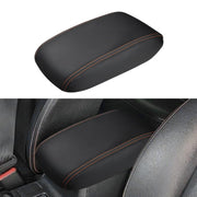 INTGET front view of armrest cover showing fit and sporty orange stitching