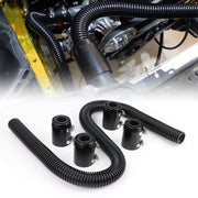 iRKY front view of stainless radiator hose kit showing contents and benefits