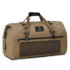 IRON JIA'S front view of waterproof duffel showing durable exterior benefit
