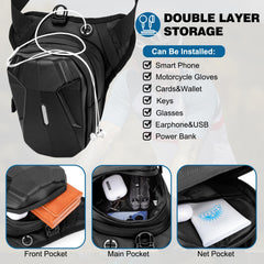 ISEYOU thigh bag worn on leg showing secure fit and adjustable straps