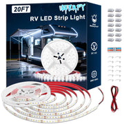 ISUERFY front packaging showing complete RV awning light kit and benefit of ready setup