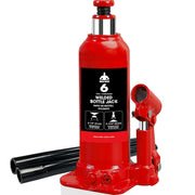 Jack Boss front view of red 6 ton bottle jack showing stable base and capacity