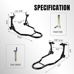 Jack Boss front U-shaped fork stand closeup showing durability and protective padding