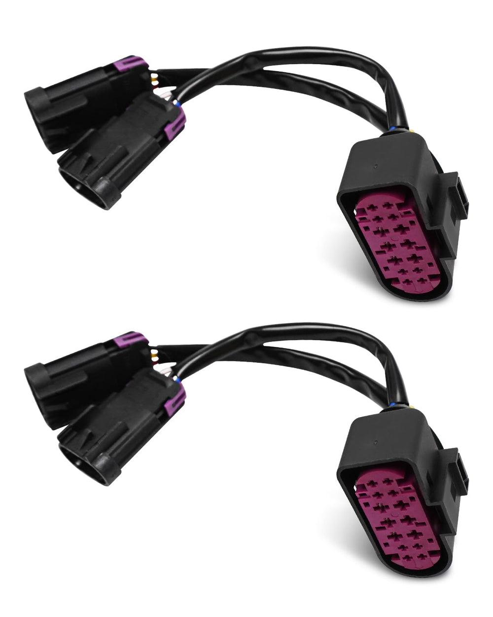 JadeBirch front view of two conversion harnesses showing plugs and housings for easy fit