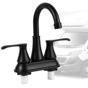 JAKARDA front view black RV faucet showing compact profile and modern look