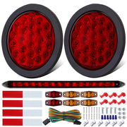 Jamarco front view 4-inch round LED tail lights showing bright red visibility