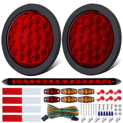 Jamarco front view 4-inch round LED tail lights showing bright red visibility