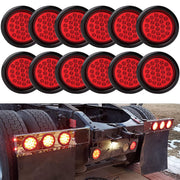Jamarco front view of 4-inch red LED trailer tail light showing clear lens and mount benefit
