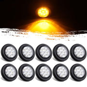 Jamarco front view of 2-inch round marker light showing clear lens and LEDs, improves visibility