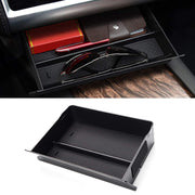 Jaronx front view of console drawer showing clean fit and added storage benefit