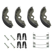 JAVIK front brake shoe kit packaging showing all included parts and benefit of complete repair