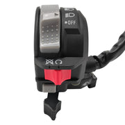 JAVIK handlebar switch front view showing buttons and ergonomic shape for easy control