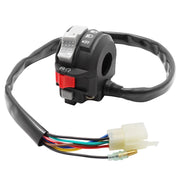 JAVIK handlebar switch front view showing controls and improved replacement reliability