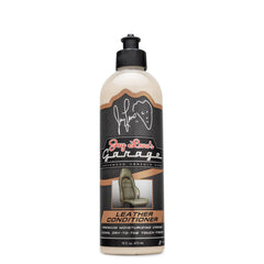Jay Leno's Garage conditioner bottle label emphasizing nourishment and protection